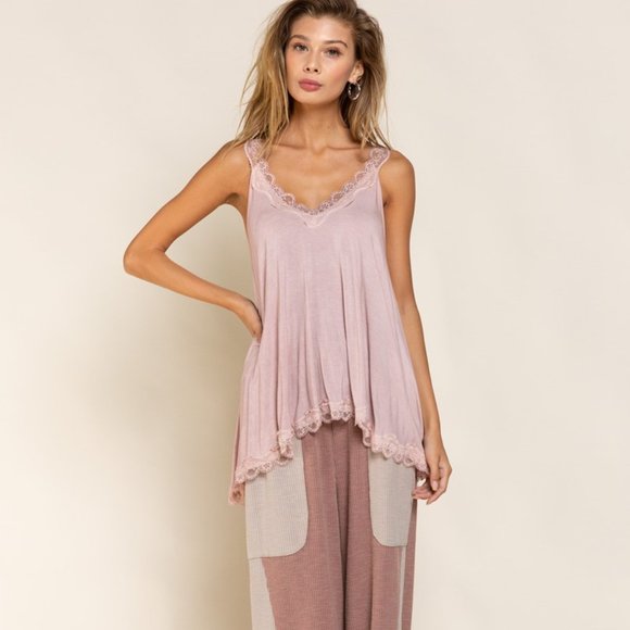 POL NWT Lace Trim Halter Top with Back Strap in Ivory - Picture 7 of 7